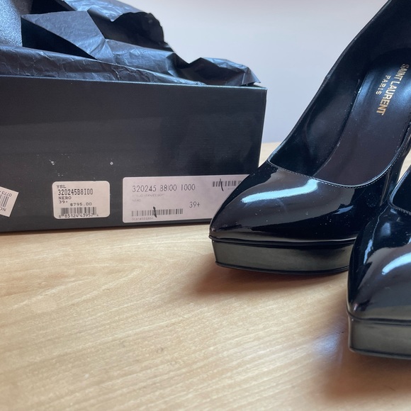 SAINT LAURENT classic Vitello Vernice  patent leather platform pumps sz 9 - Picture 6 of 7